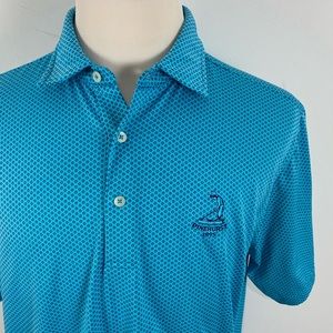 Donald Ross Pinehurst polka dot embroidered athletic golf polo, M
